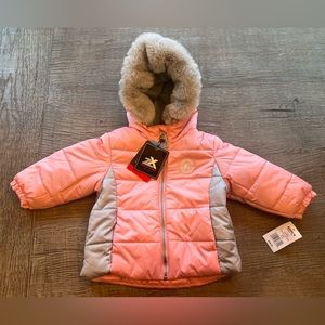 ZeroXposur toddler girls puffer winter jacket w/faux fur hood size 12-18 months